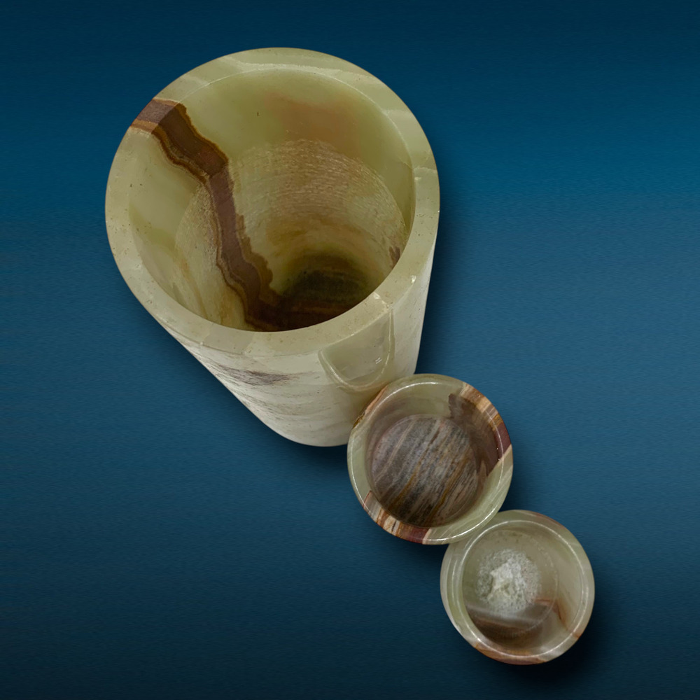 Lot 3 Vintage Natural Banded Onyx Stone Bud Vases Decorative Vessels Mid Century - Picture 5 of 10